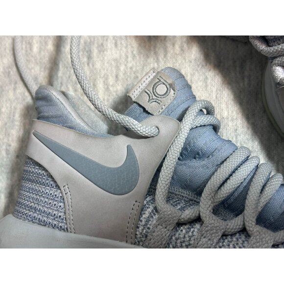 Nike KD 10 Basketball Shoes Men's Size 6Y Lace up High Top Sneakers Wolf Gray - Picture 5 of 8